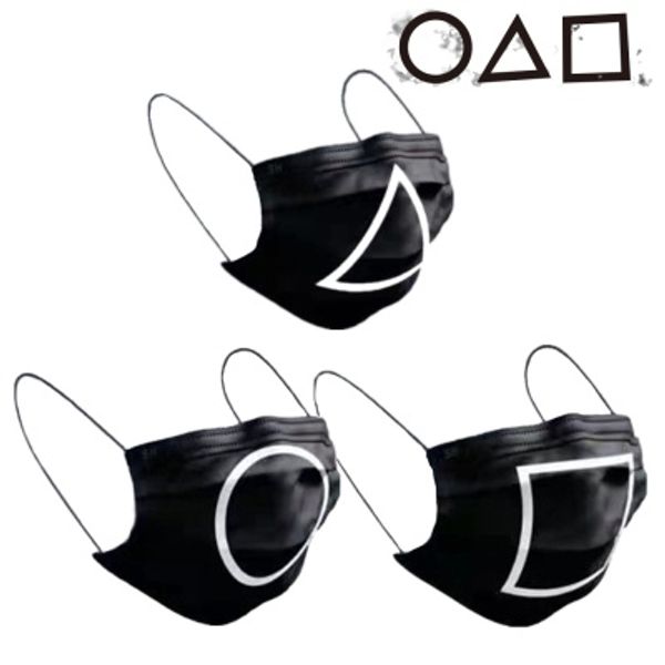 추억의게임 세모 네모 동그라미 일회용 검정 마스크
