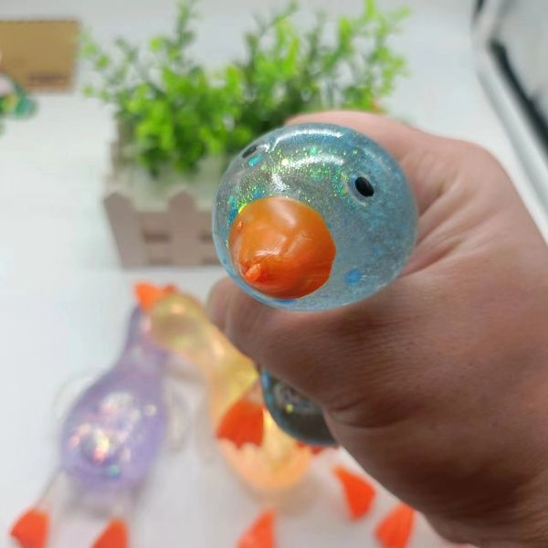 반짝이 펄 투명 오리 말랑이 인형 점토 볼 슬라임 공