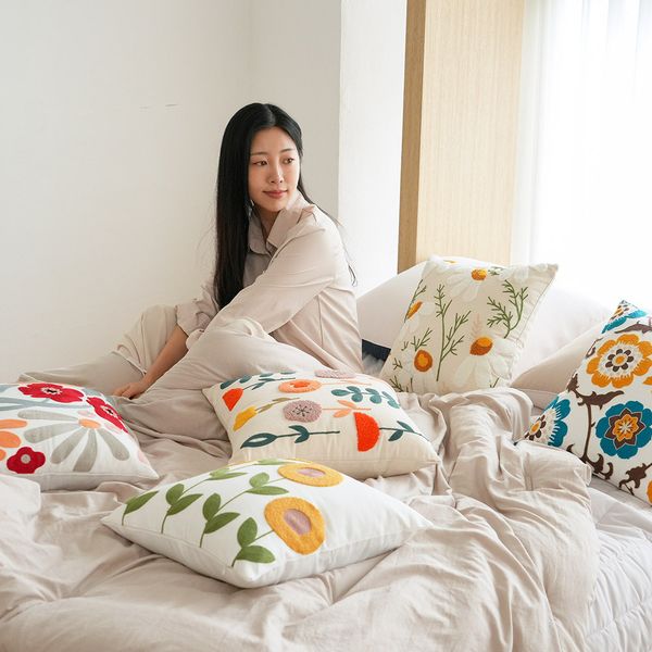 러프 소파 쿠션(솜포함) 45x45 카멜리아 B