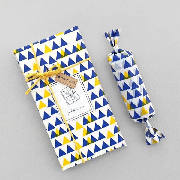 Glassine paper roll wrap - Triangle Yellow_Blue