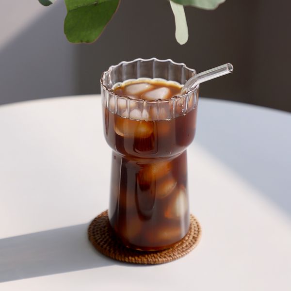 이누 스트라이프 투명 유리컵 550ml 1p