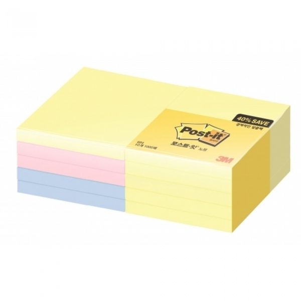 3M 포스트잇 노트 알뜰팩 654-10A 1000매 (76x76mm)