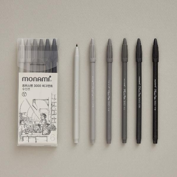 모나미 프러스펜 3000 피그먼트 수성펜 6color set