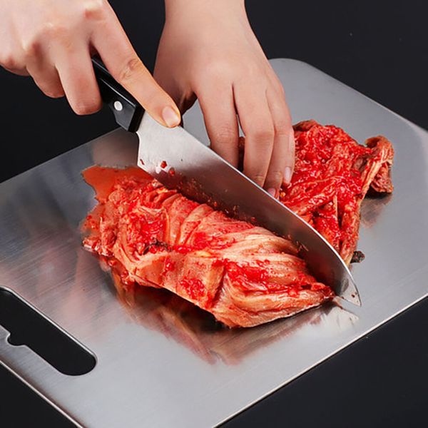 홈앤비전 고강도 304 올 스텐 스틸 양면 도마