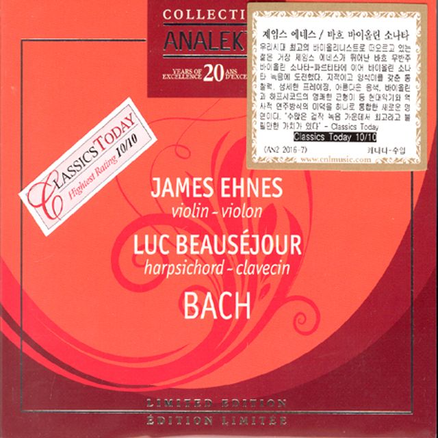 COMPLETE SONATAS FOR VIOLIN AND HARPSICHORD/ JAMES EHNES, LUC BEAUSEJOUR, BENOIT LOISELLE [바흐: 바이올린 소나타 - 제임스 에네스]