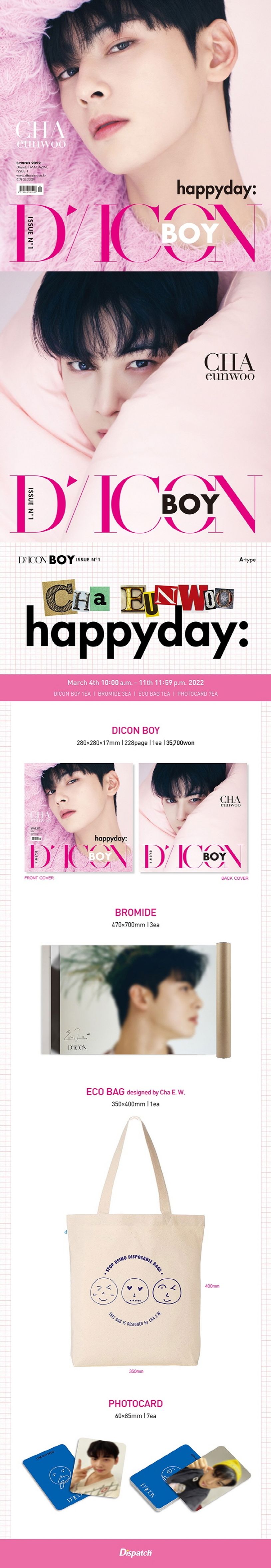 CHA eunwoo D'ICON BOY 全4タイプ Dicon BOY ISSUE N゜1 チャ・ウヌ