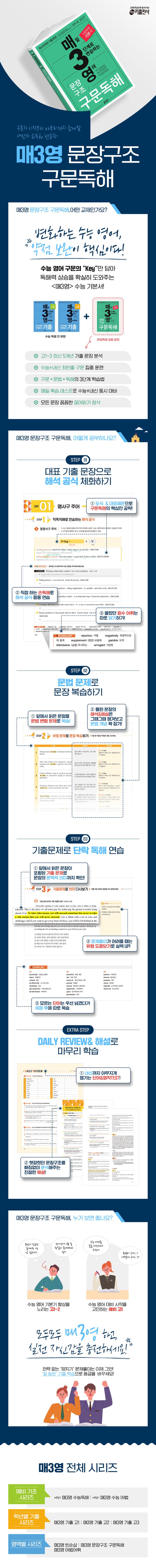 매3영 문장구조 구문독해 : 매일 3단계로 연습하는 영어 문장구조 구문독해(2023) 상세 이미지